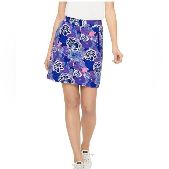 T by Talbots Everyday Stretch Skort Large Spring Blossoms Tenniscore Athleisure - Picture 2 of 7